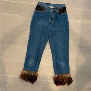 Levi's Blue Denim with Leopard Print Trim